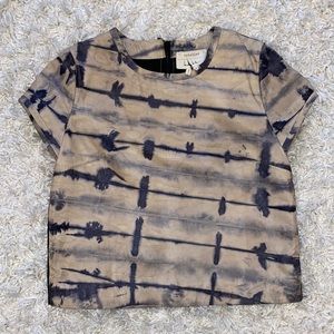 Nicole Miller Genuine Leather Print Top - S